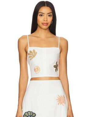 Cleobella Sage Top in Ivory Mult seashell crop tank